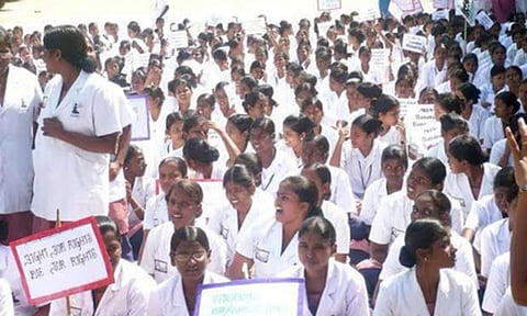 File Image of Nurses Striking (IANS)&nbsp;