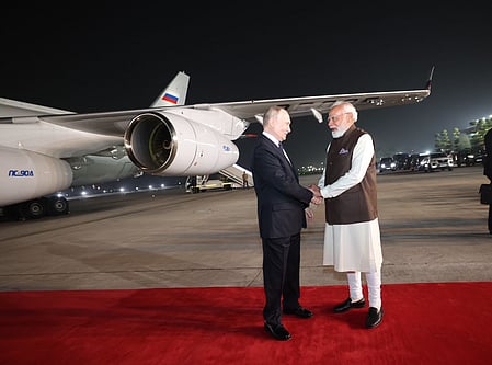 Russian President Vladimir Putin with Prime Minister Narendra Modi