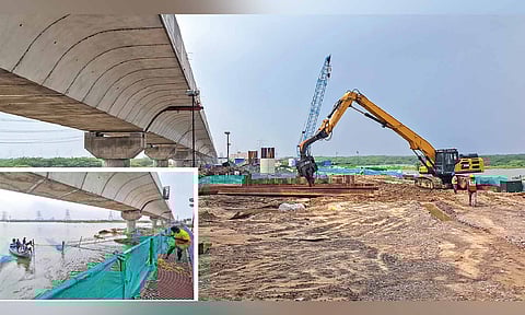 Construction of the new bridge at Velamaram Paadu near Ennore (Photo: Hemanathan M)&nbsp;