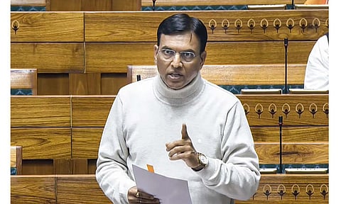 Union Minister Mansukh Mandaviya speaks in the Lok Sabha during the Winter session of Parliament, in New Delhi, Monday, Dec. 8, 2025 (PTI)&nbsp;