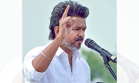 TVK Vijay in Puducherry (PTI)