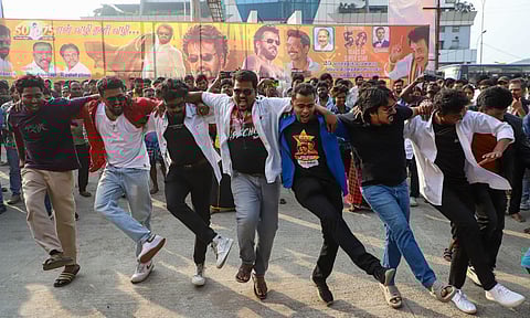 Fans celebrated the re-release of Superstar Rajinikanth’s Padaiyappa at Rohini Theatre ahead of Thalaivar’s 75th birthday. (Hemanathan M)