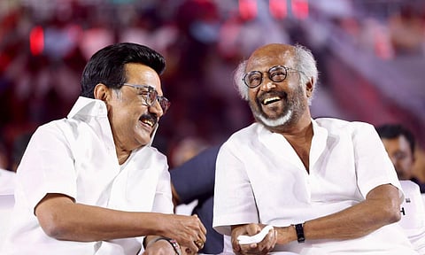 Chief Minister of Tamil Nadu MK Stalin with Superstar Rajinikanth (Photo: X/@mkstalin)