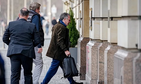 Steve Witkoff, special envoy of the United States, arrives for talks between representatives of the US and Ukraine, at the Hotel Adlon, in Berlin (AP)