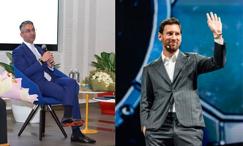 Olympic gold-winning former Indian shooter Abhinav Bindra and Argentina football great Lionel Messi.