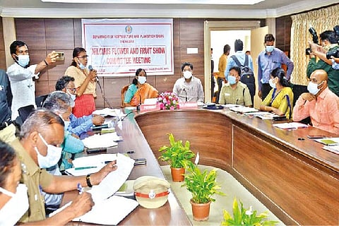 Officials discussing the conduct of the summer festival in The Nilgiris on Friday