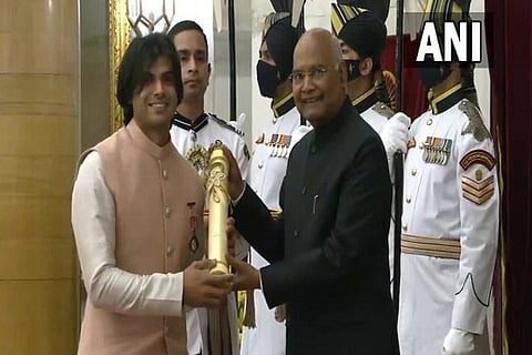 President Ram Nath Kovind and Neeraj Chopra
