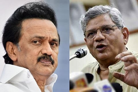 TN CM MK Stalin (left) and Senior CPI(M) leader Sitaram Yechury