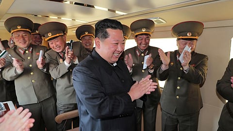 Kim Jong Un observing the launch