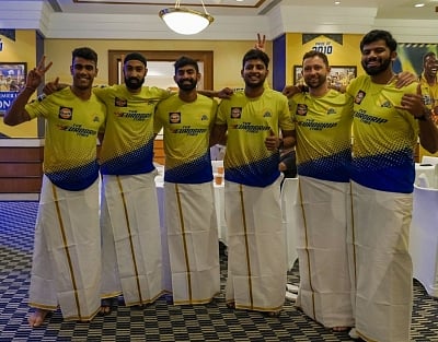 CSK players take up the Kolam challenge; celebrate the traditional way