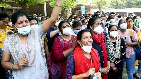 AIIMS nurses union strike (Photo/ANI)