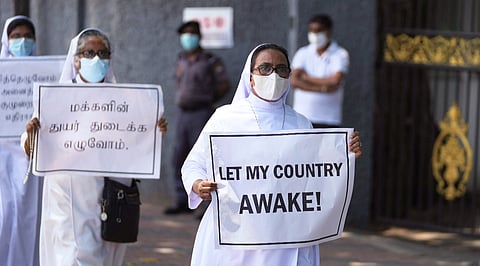 Sri Lankan Catholic nuns protest against the country's economic crisis in Colombo