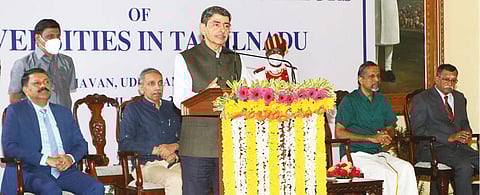 Governor RN Ravi addressing the Vice-Chancellors? conference in Udhagamandalam on Monday