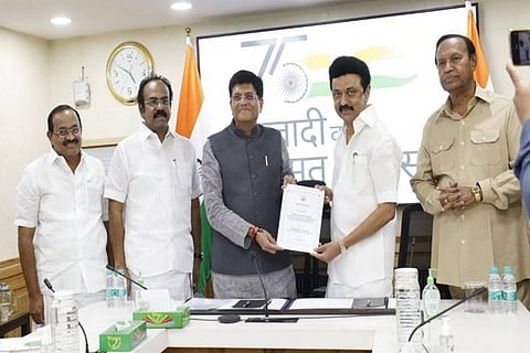 Tamil Nadu Chief Minister MK Stalin meets Union Minister Piyush Goyal