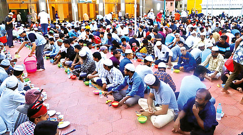 Iftar gathering at one of the mosques in Chennai
