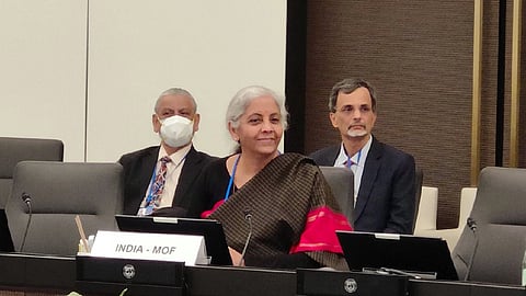 Finance Minister Nirmala Sitharaman attending the G20 Emerging Market Economies meeting (Source: Twitter)