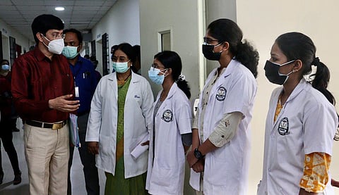 Radhakrishnan interacting with students