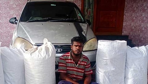 The accused with the seized ganja