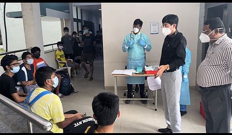 Radhakrishnan monitoring the tests at IIT Madras