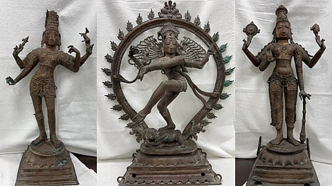 Seized metal idols of Hindu deities