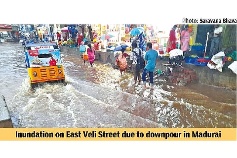 Rain halts traffic in Madurai, spoils paddy bags, affects salt pans