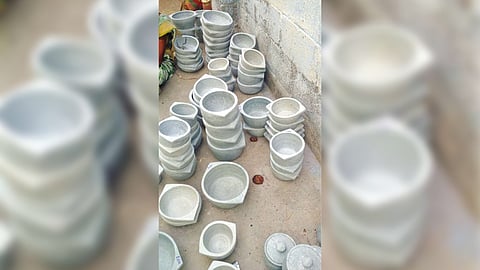 Cookware made of soapstone stocked in Namakkal.