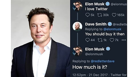 Elon Musk and screengrab of the Tweet