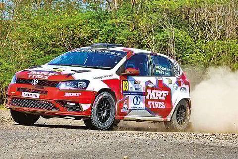 Karna Kadur in action in the South India Rally