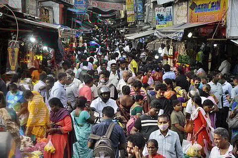 Vegetables and flowers market on Tamil New Year's eve