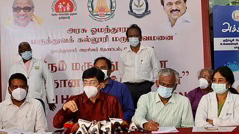 Radhakrishnan addressing a press meet