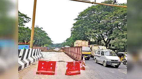 Metro rail construction progressing on Inner Ring Road near Padi