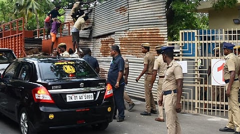 Security check at Nehru stadium