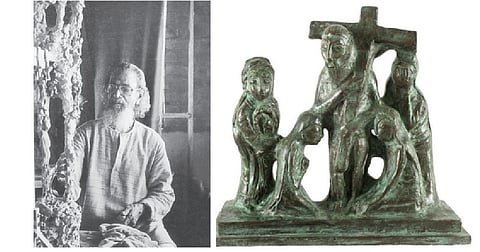 Artist S Dhanapal (left); one of his creations