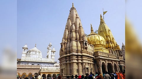 A view of Kashi Vishwanath Temple and Gyanvapi Masjid, in Varanasi