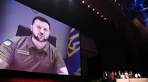 Zelensky appears via remote at the 75th international film festival in Cannes