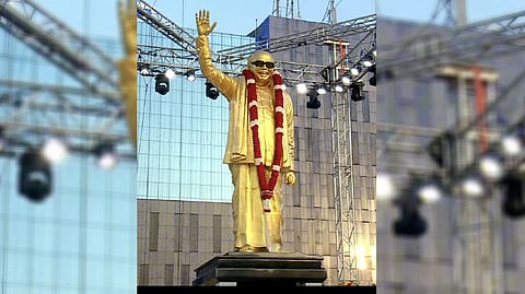 Dravidian stalwart and five-time Chief Minister of Tamil Nadu Karunanidhi's 16-ft statue