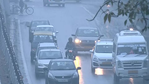 Rains accompanied by strong winds lashed over Delhi NCR leading to a sharp fall in temperature.
