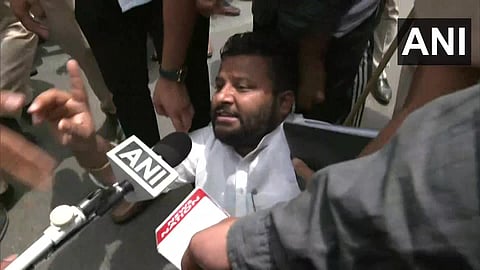 Aam Aadmi Party MLA Kuldeep Kumar being arrested.