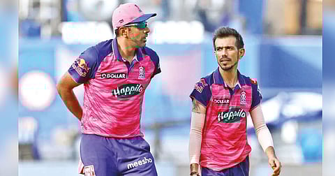 The Rajasthan Royals spin duo of Yuzvendra Chahal (3/28) and Ravichandran Ashwin (1/32) shared four wickets