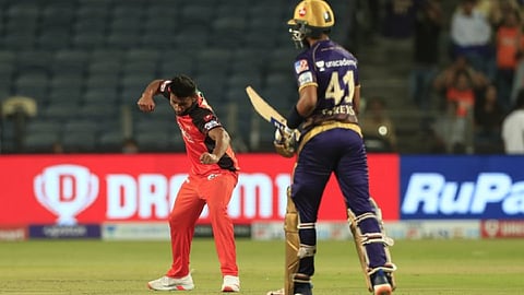 Umran Malik after taking a wicket