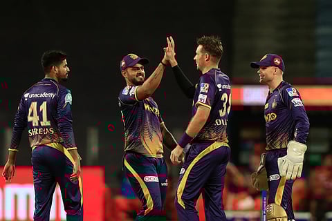 KKR players celebrating the win.