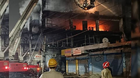 Fire brigades present at the spot are trying to bring the situation under control