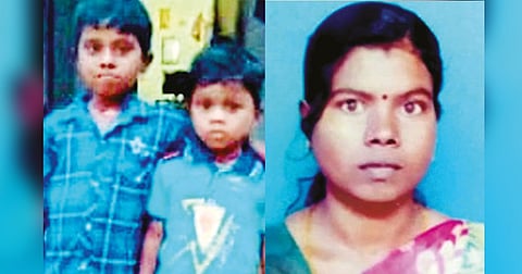 Sathya and her two sons -- Mukesh and Nithish