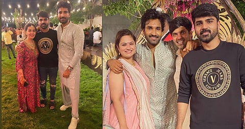 Aadhi Pinnishetty and Nikki Galrani  at wedding ceremony with Shirish Saravanan and Arya