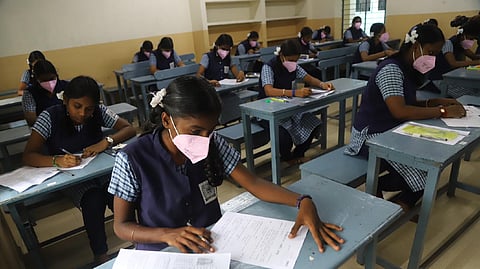 Students ahead of board exams in Ashok Nagar school