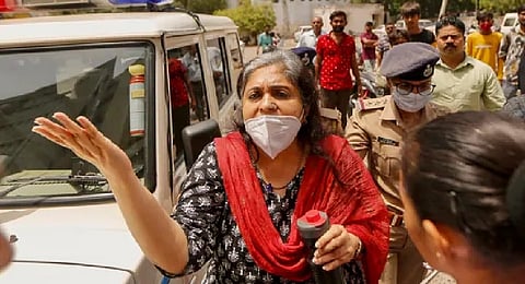 Teesta Setalvad at the Metropolitan Magistrate Court in Ahmedabad