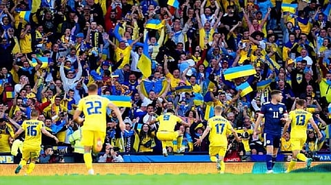 Ukraine players celebrating