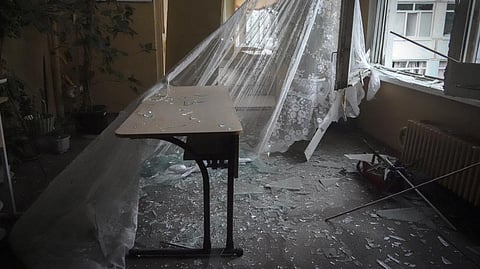 Destroyed room in the school