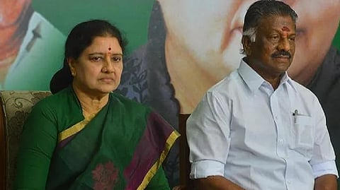 V K Sasikala and AIADMK leader O Panneerselvam