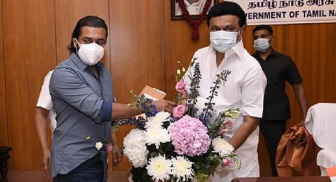 Actor Suriya and Chief Minister M K Stalin